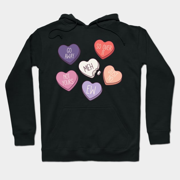 Anti Valentine's Day Conversation Hearts Hoodie by Erin Decker Creative